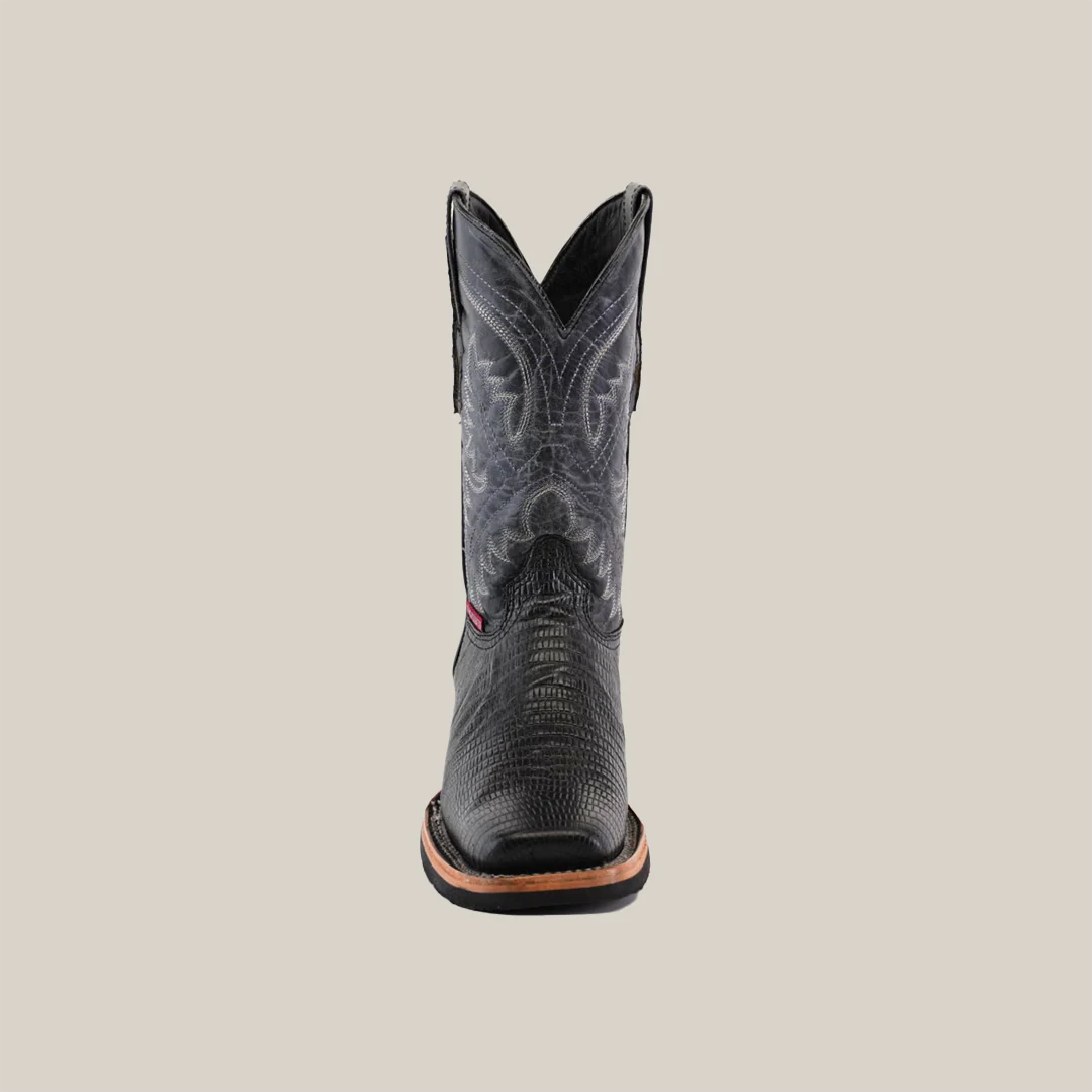 Lizard Black - Embossed Leather - Rodeo Toe (E937) - Image 4