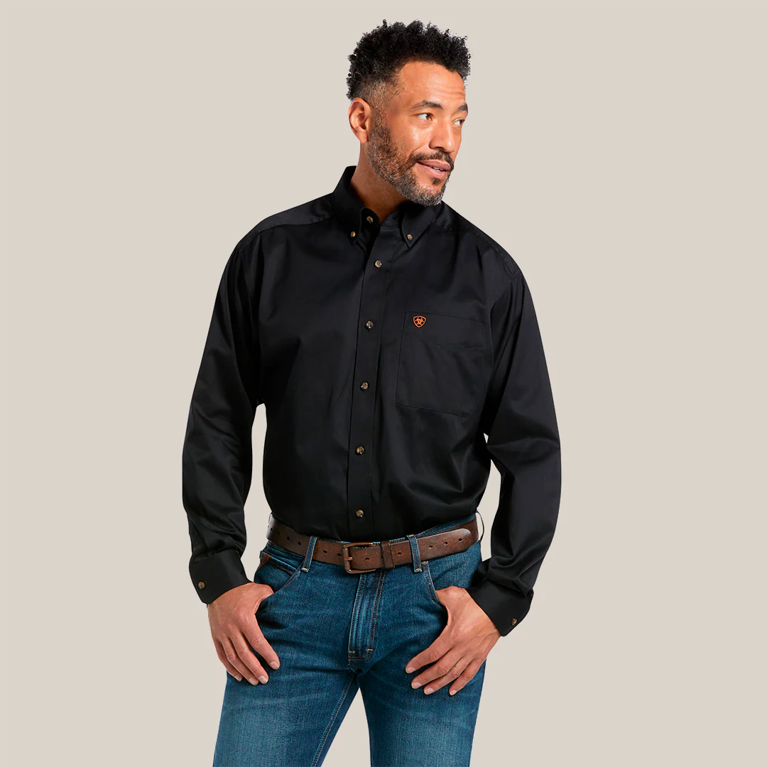 MNS SOLID TWILL CLSSC LS SHRT BLACK 10000502 - Image 2