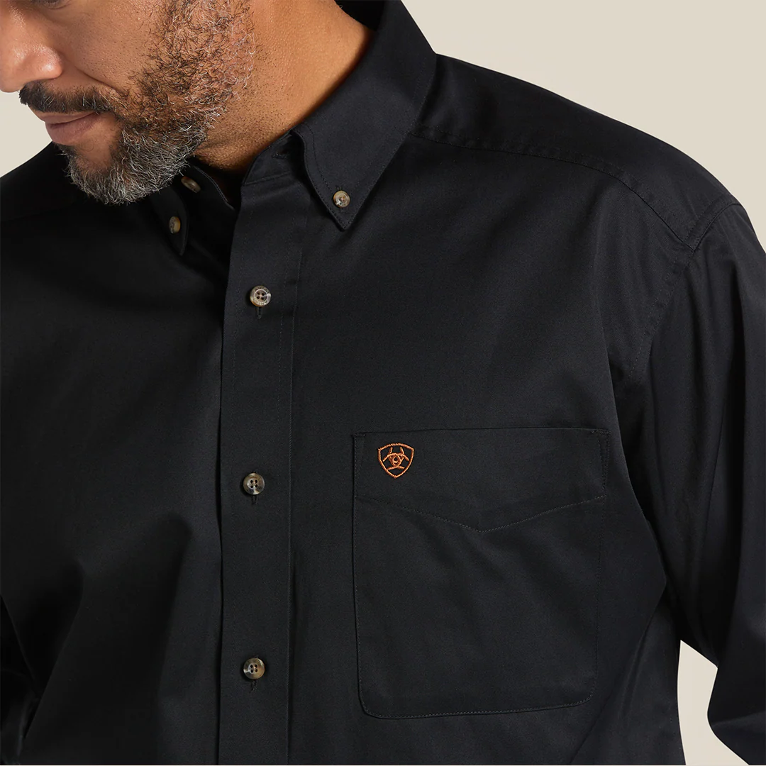 MNS SOLID TWILL CLSSC LS SHRT BLACK 10000502 - Image 3