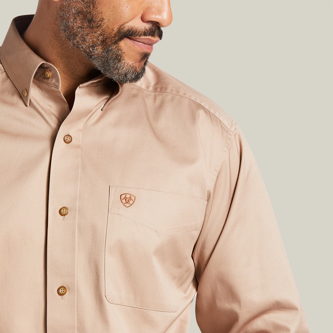 MNS SOLID TWILL CLSSC LS SHRT KHAKI 10000505 - Image 3