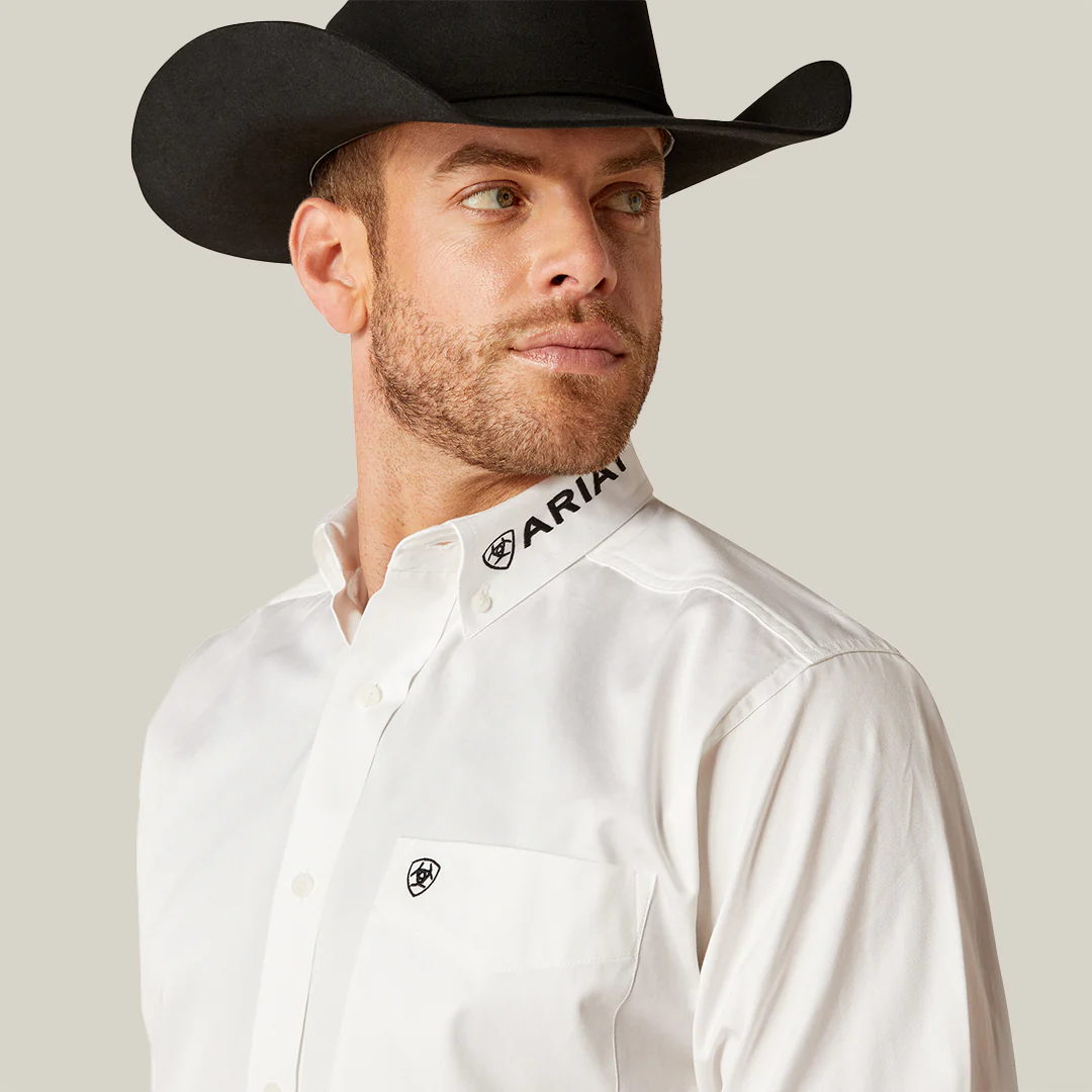 MNS TEAM LOGO TWILL LS SHRT WHITE/BLACK 10046825 - Image 4