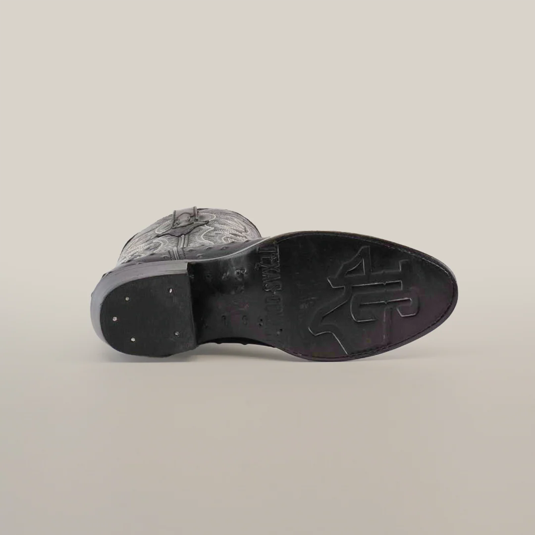 Ostrich Black - Embossed Leather - Round Toe (E436) - Image 6
