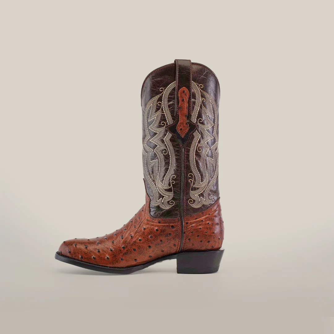 Ostrich Chocolate - Embossed Leather - Round Toe (E436) - Image 3