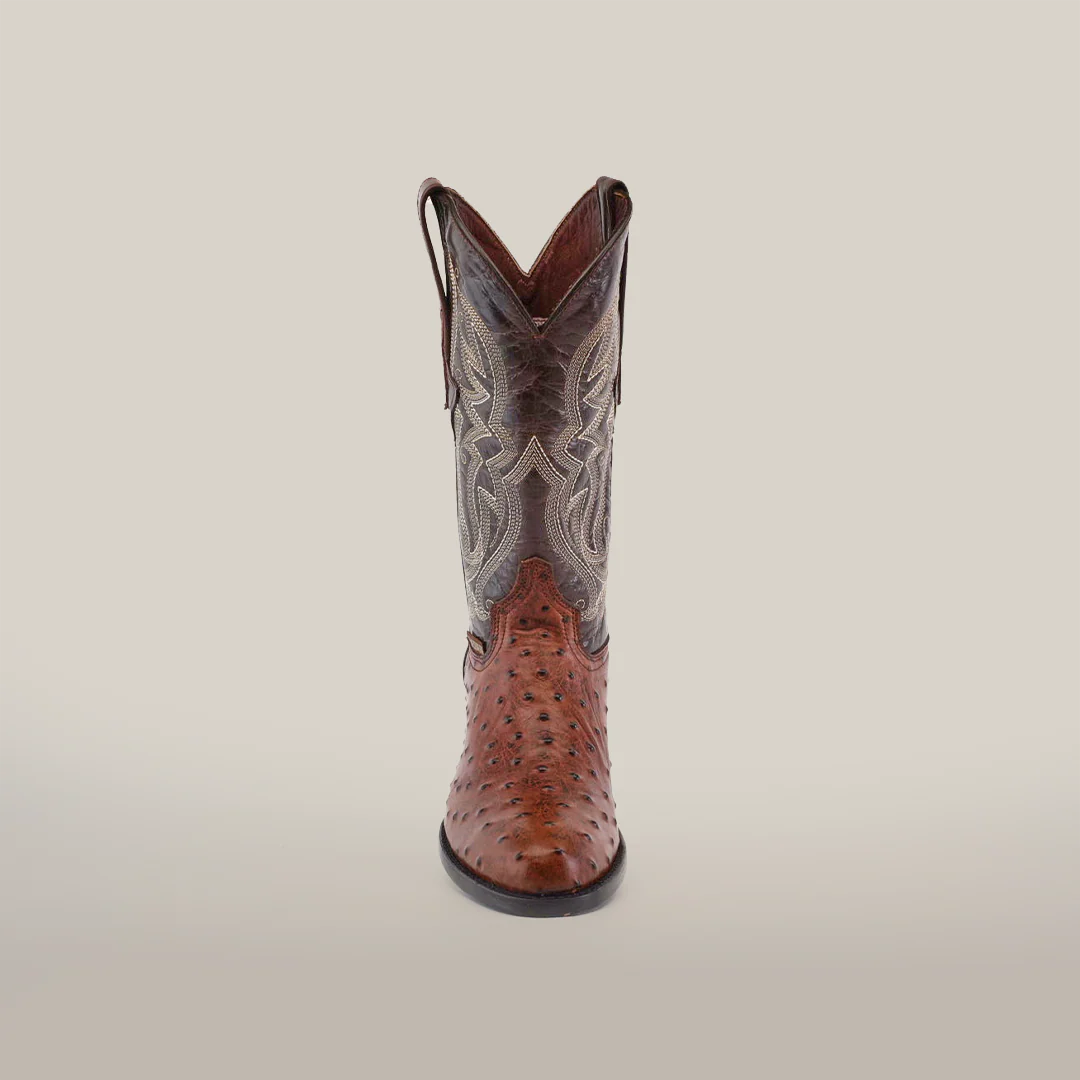 Ostrich Chocolate - Embossed Leather - Round Toe (E436) - Image 4