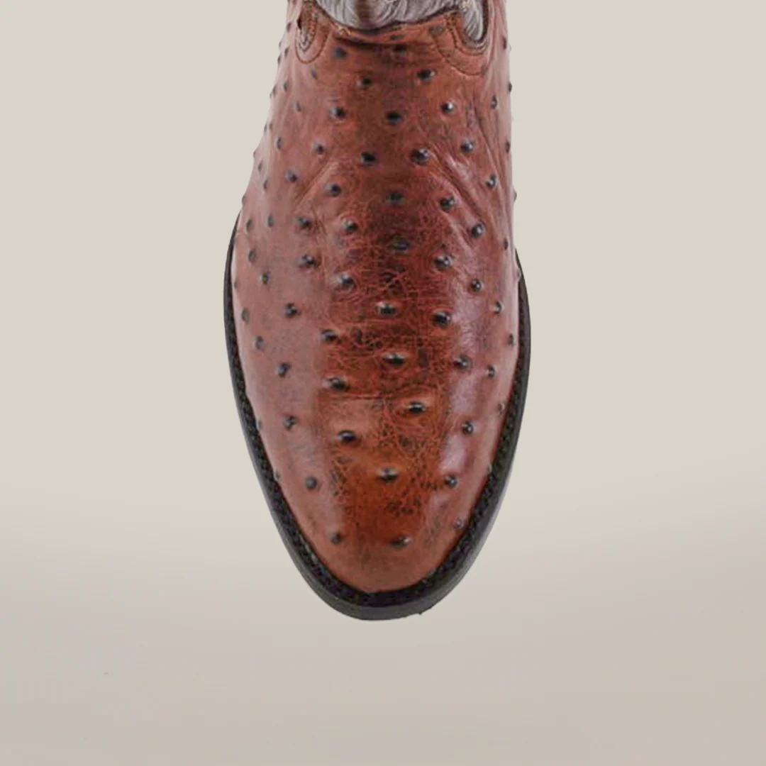 Ostrich Chocolate - Embossed Leather - Round Toe (E436) - Image 5