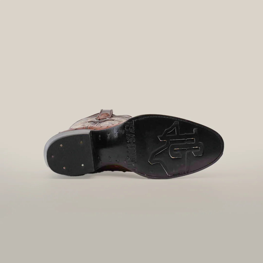 Ostrich Chocolate - Embossed Leather - Round Toe (E436) - Image 6