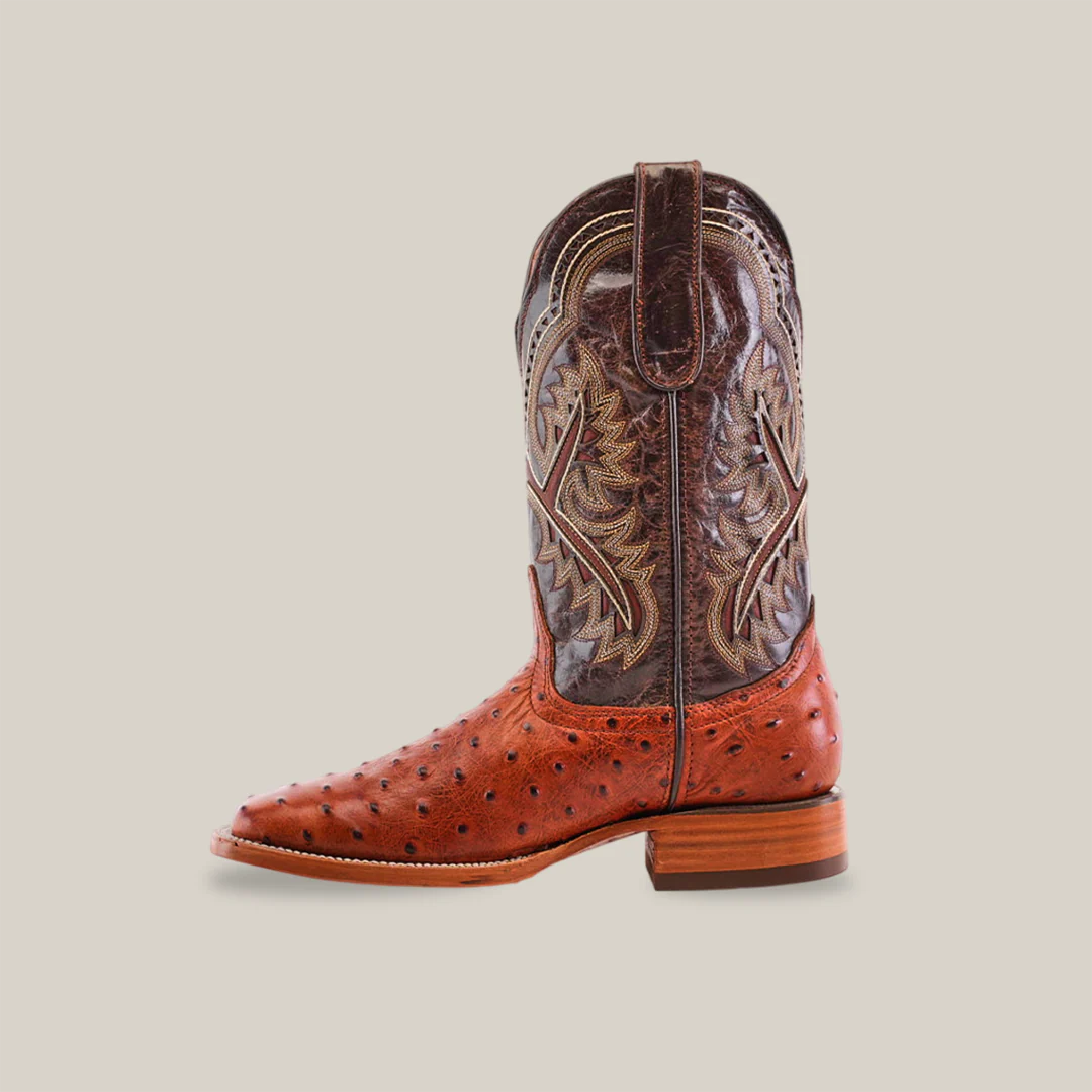 Ostrich Cognac - Embossed Leather - Square Toe (E424) - Image 3