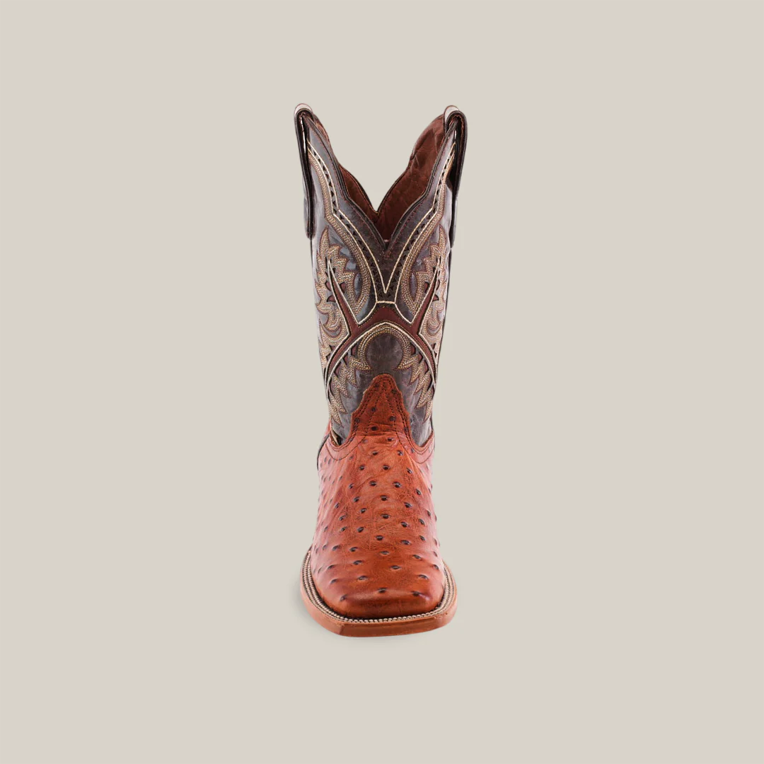 Ostrich Cognac - Embossed Leather - Square Toe (E424) - Image 4