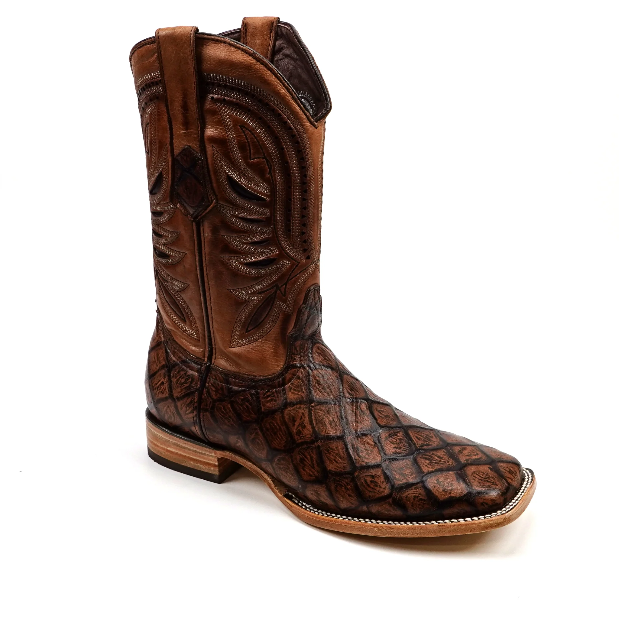 Pirarucu Chocolate - Embossed Leather - Square Toe (E687) - Image 2