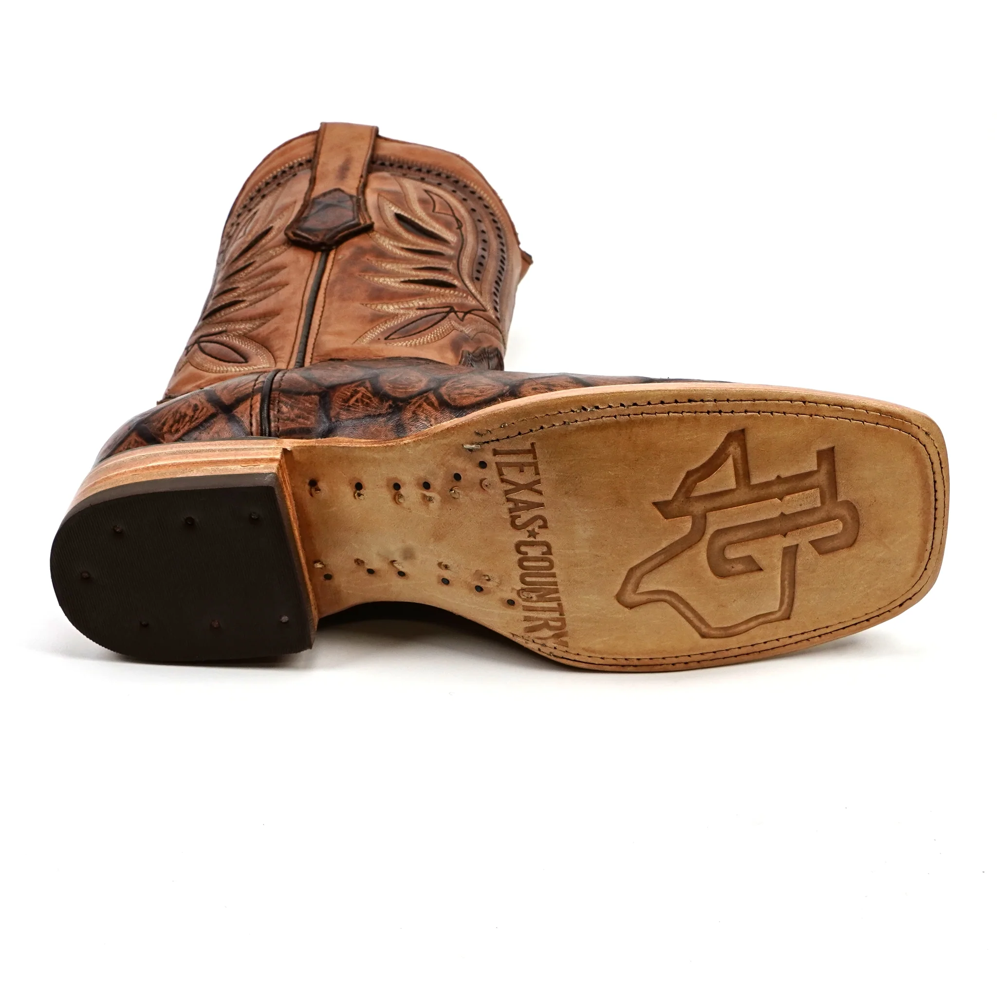 Pirarucu Chocolate - Embossed Leather - Square Toe (E687) - Image 7
