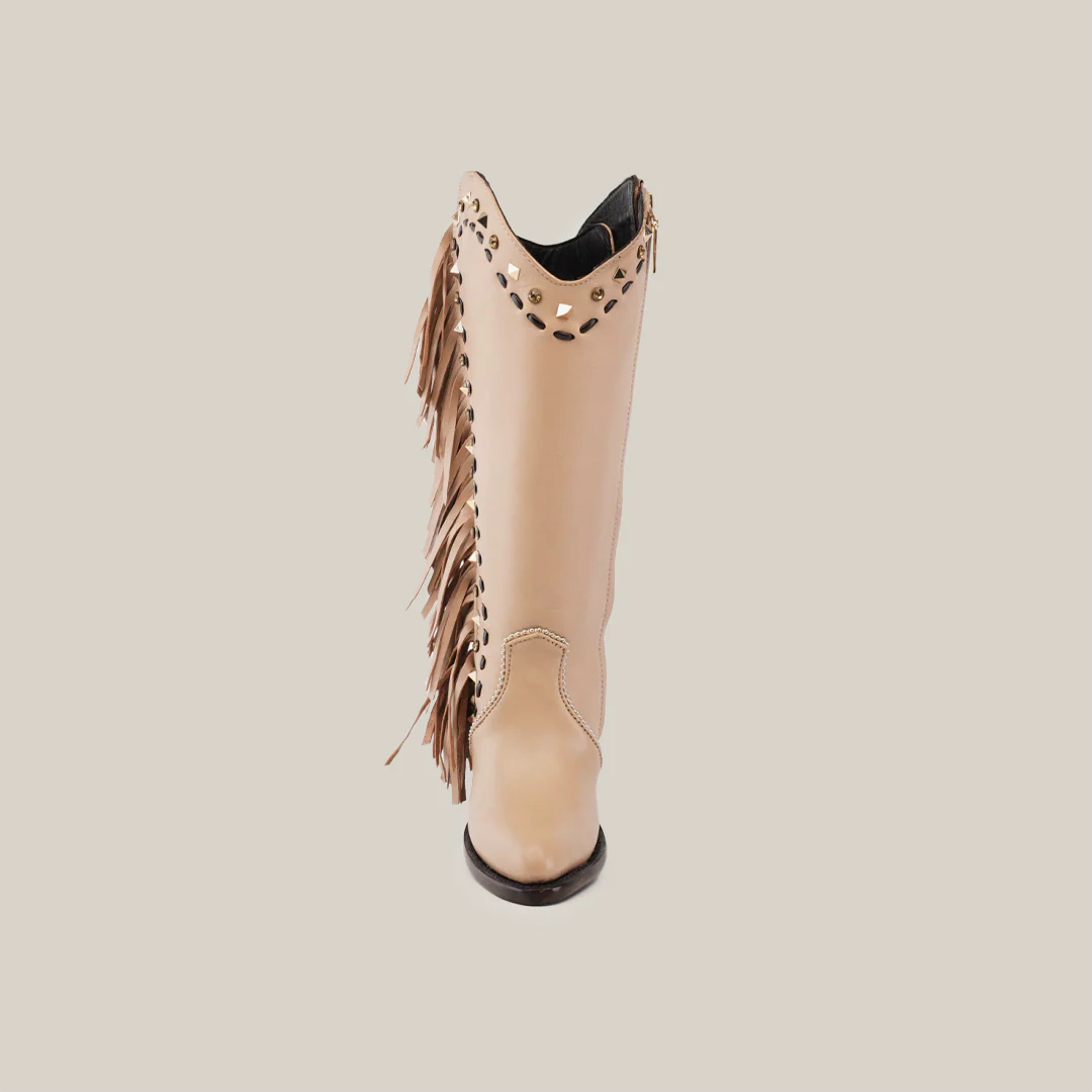Praga Fringe Tall Shaft Cream - J Toe - Image 4