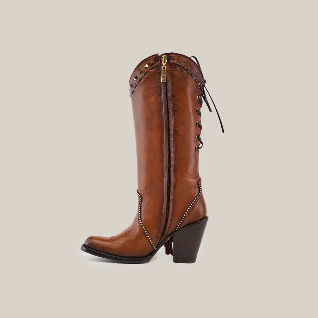 Praga Fringe Tall Shaft Tan - J Toe - Image 3