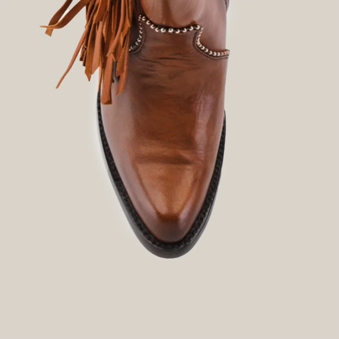 Praga Fringe Tall Shaft Tan - J Toe - Image 5