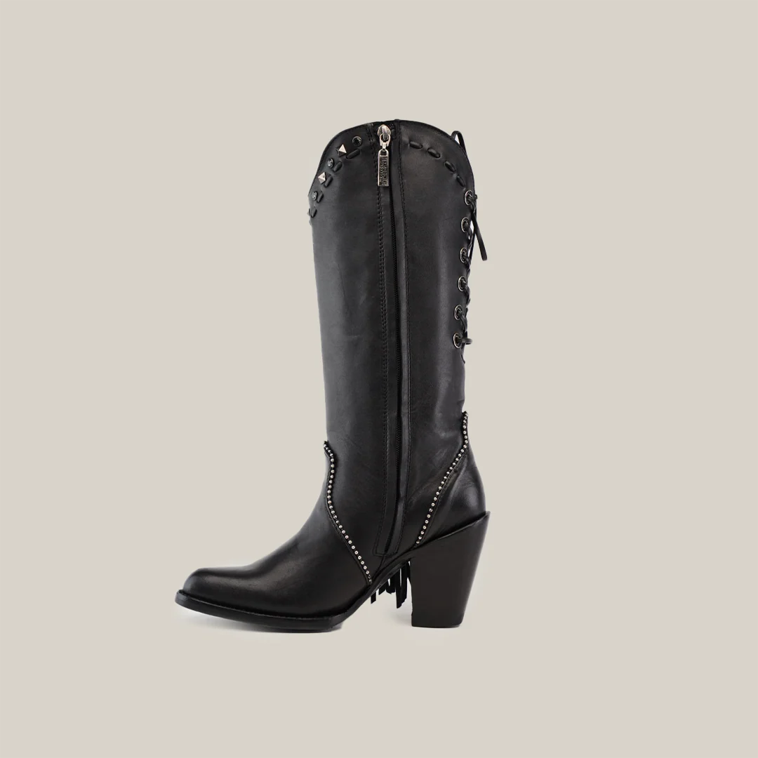 Praga Fringe Tall Shaft Black - J Toe - Image 3