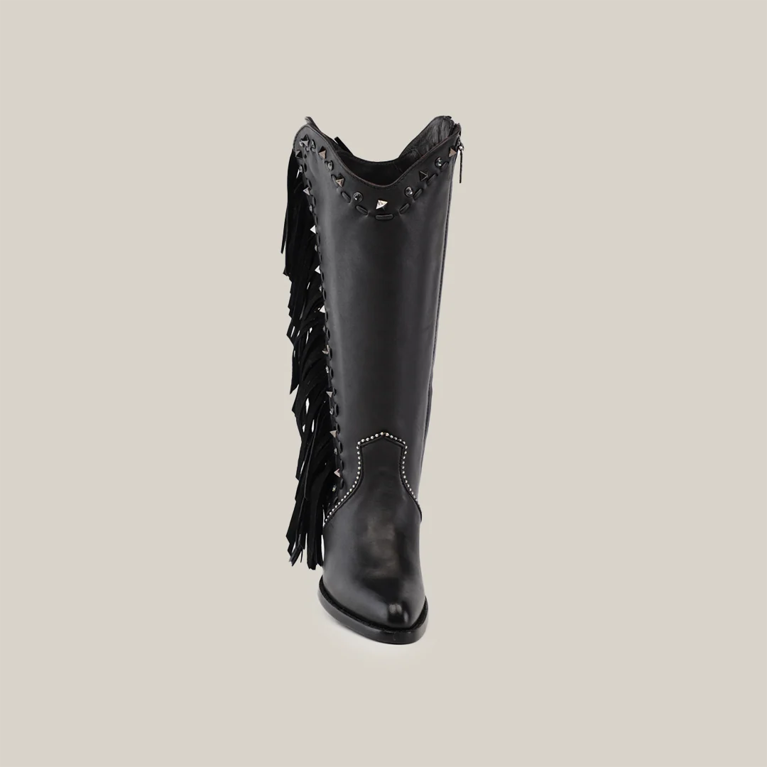 Praga Fringe Tall Shaft Black - J Toe - Image 4