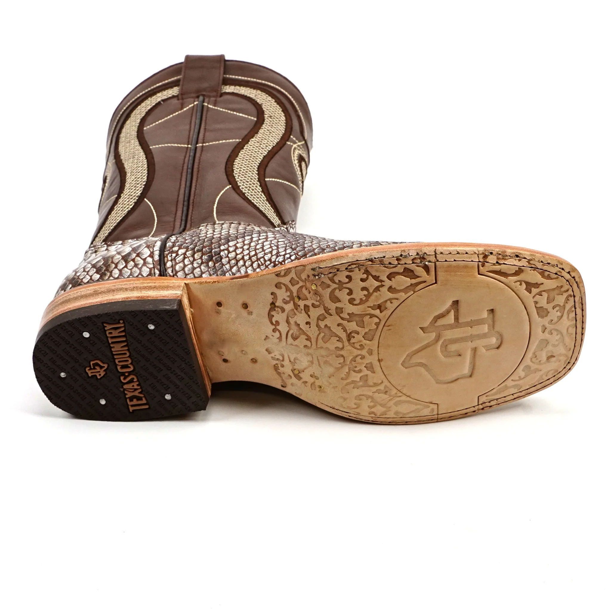 Python Camel - Embossed Leather - Square Toe (E913) - Image 7
