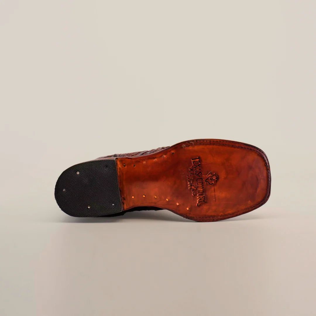 Exotic American Alligator Patchwork Brown Square Toe / Youth - Image 6