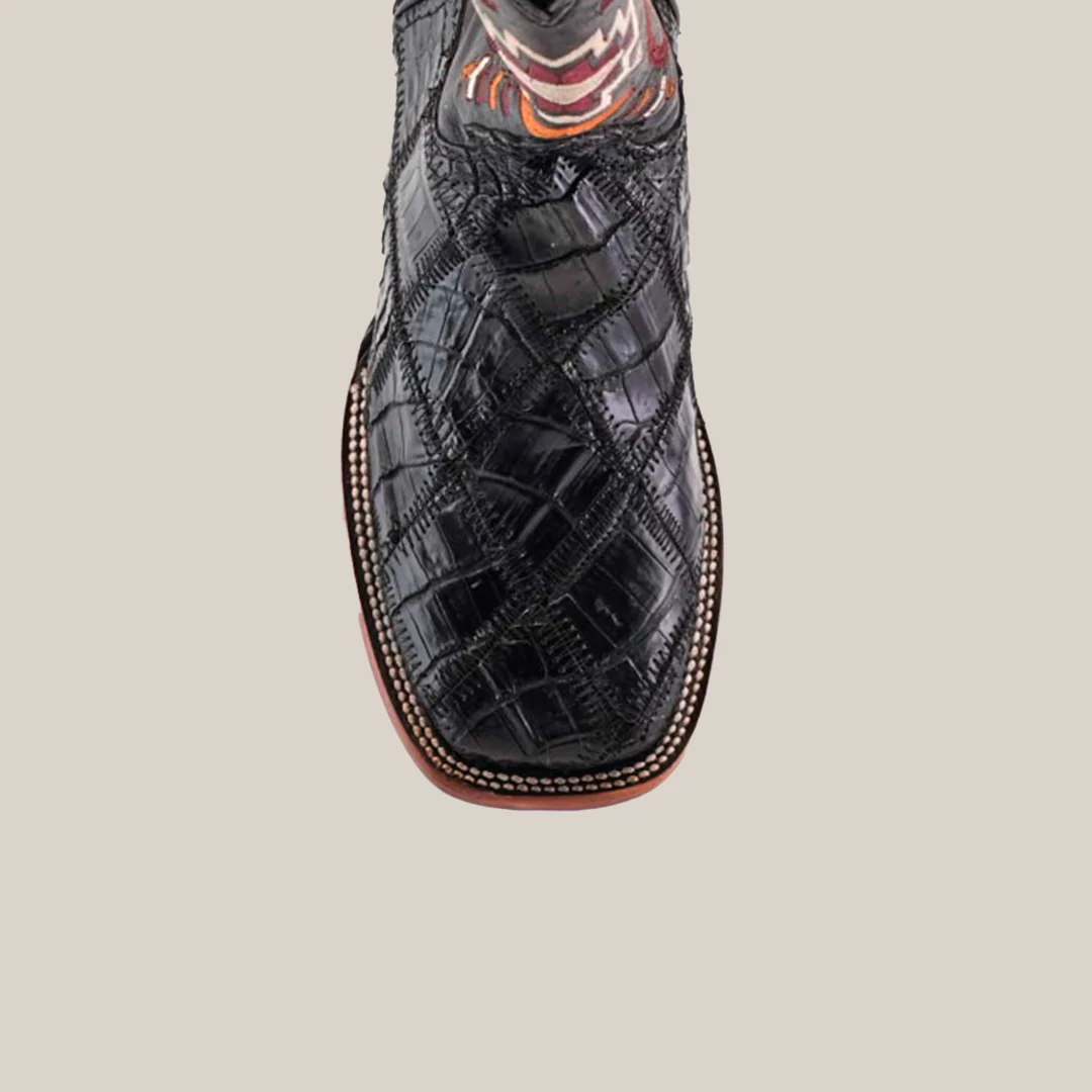 Exotic American Alligator Patchwork Black Square / YouthToe - Image 5