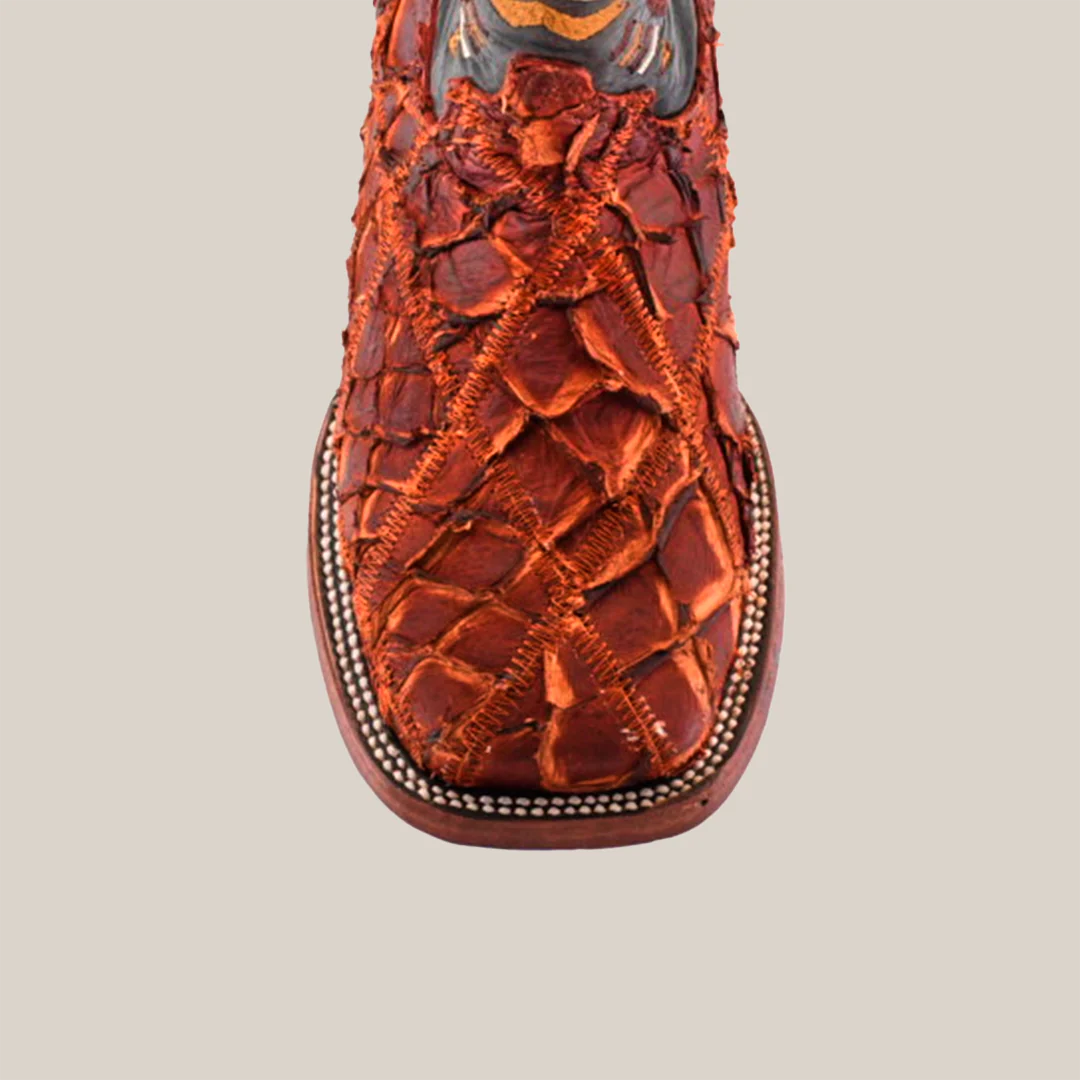 Exotic Pirarucu Fish Patchwork Cogñac Square Toe / Youth - Image 5