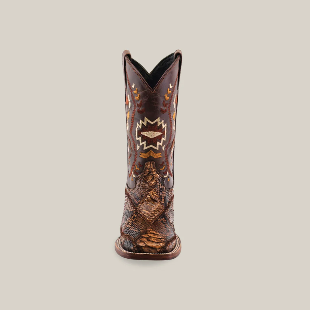 Exotic Python Patchwork Brown Square Toe / Youth - Image 3