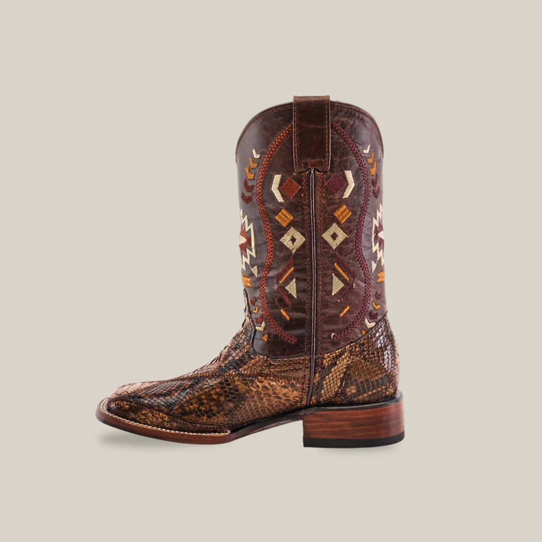 Exotic Python Patchwork Brown Square Toe / Youth - Image 5