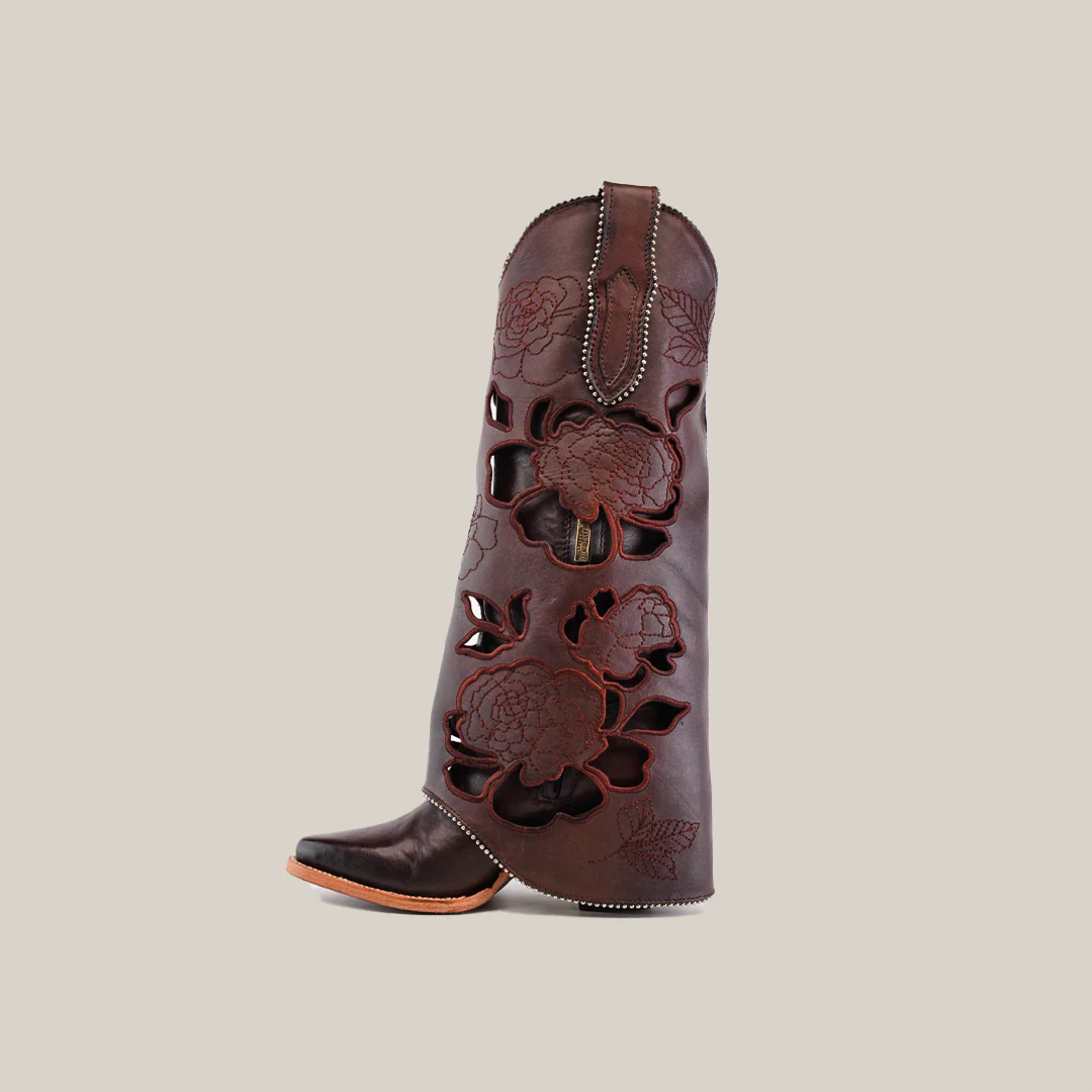 Roma Flowers Tall Shaft Chocolate -  J Toe - Image 3
