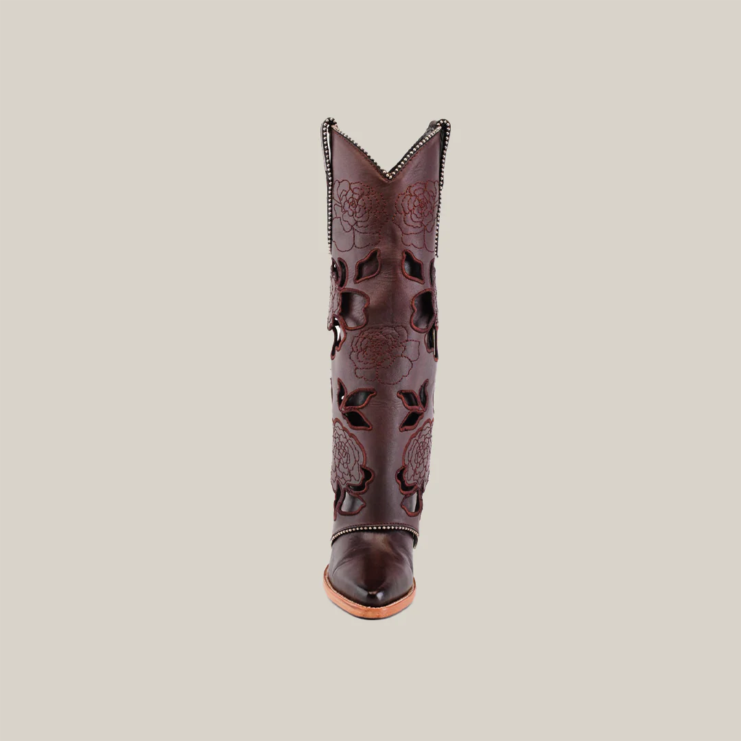 Roma Flowers Tall Shaft Chocolate -  J Toe - Image 4