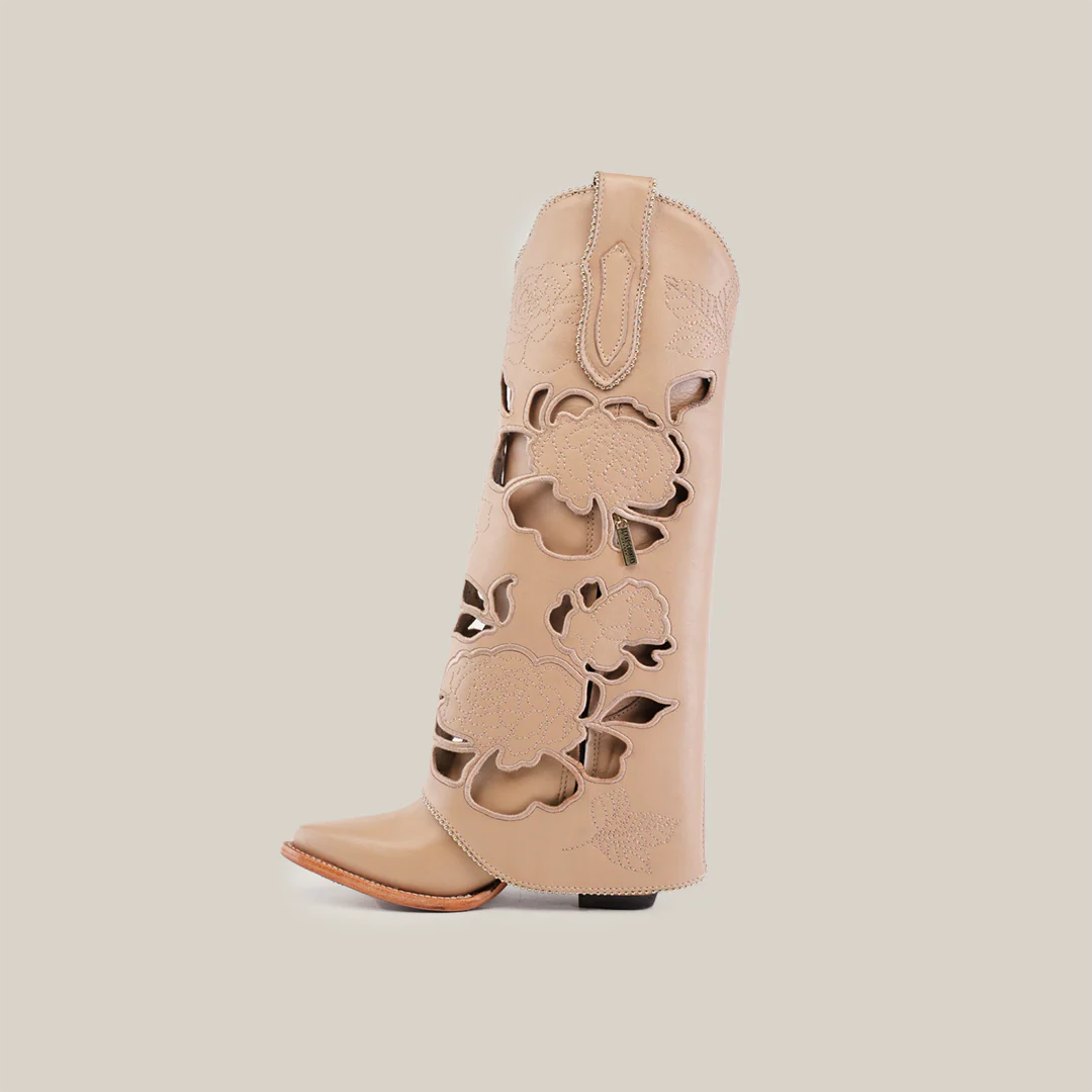 Roma Flowers Tall Shaft Cream - J Toe - Image 3