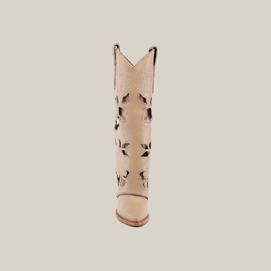 Roma Flowers Tall Shaft Cream - J Toe - Image 4