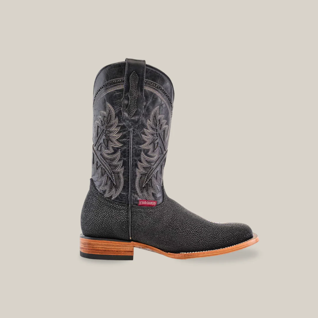 Stingray Black - Embossed Leather - Square Toe (E442) - Image 2